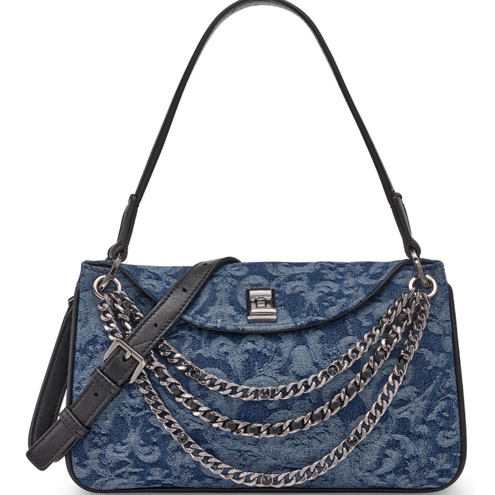 Karl Lagerfeld Denim Shoulder Bag with Chains